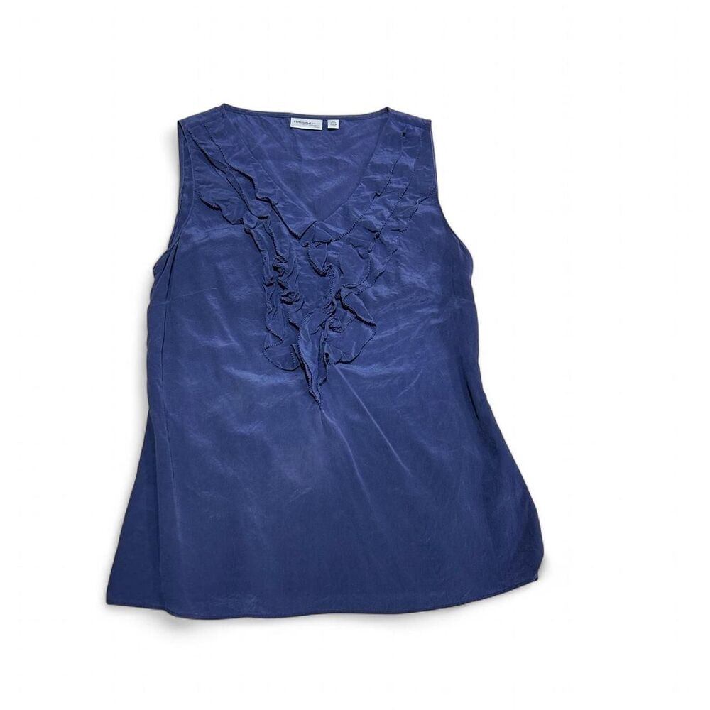 Halogen 100% Silk Ruffle V-Neck Sleeveless Top